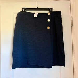 LOFT Dark Blue Mini Skirt with Gold Buttons